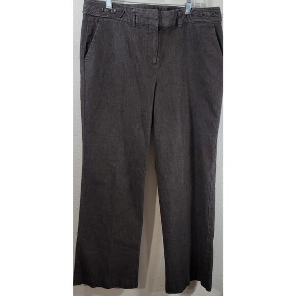 Larry Levine Brown Heathered Stretch Flat Front Dress Pants 12 Lightweight Soft - Picture 1 of 6